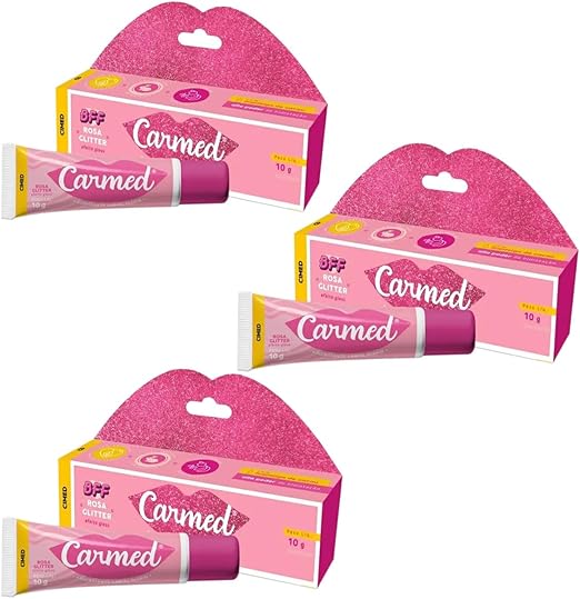 Kit 3 Unidades Hidratante Labial Carmed Bff Rosa Glitter 10g