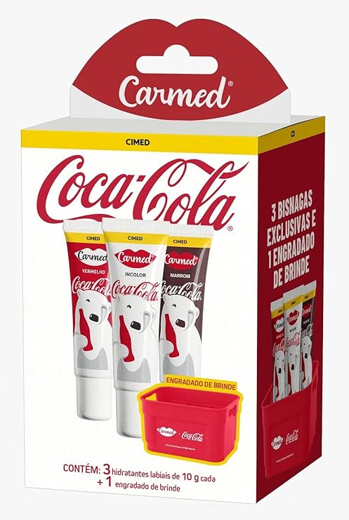 Kit Hidratante Labial Carmed Coca-Cola Cor Vermelho + Engradado