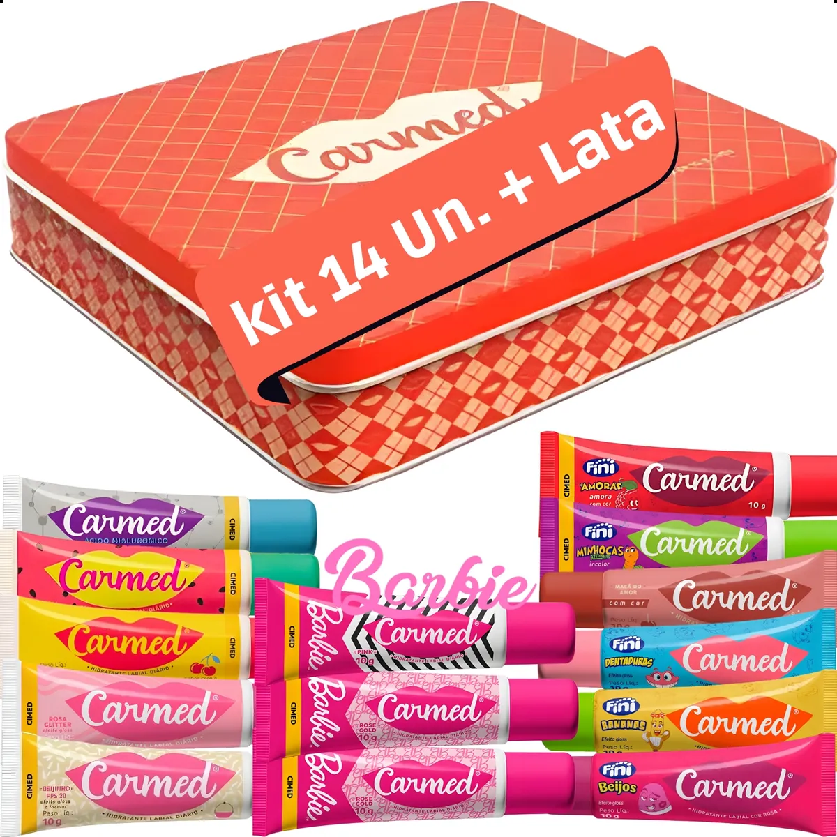 Kit Carmed Completo Exclusivo Coleção 14 Unidades + Lata
